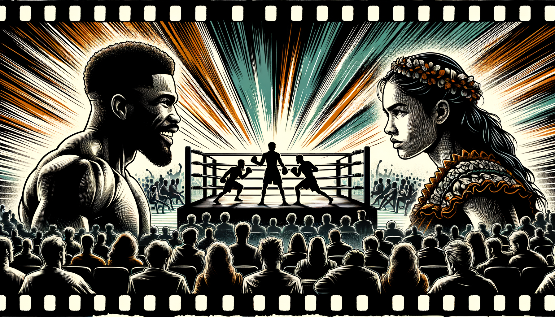 001 cinematic poster of two stylized fighter