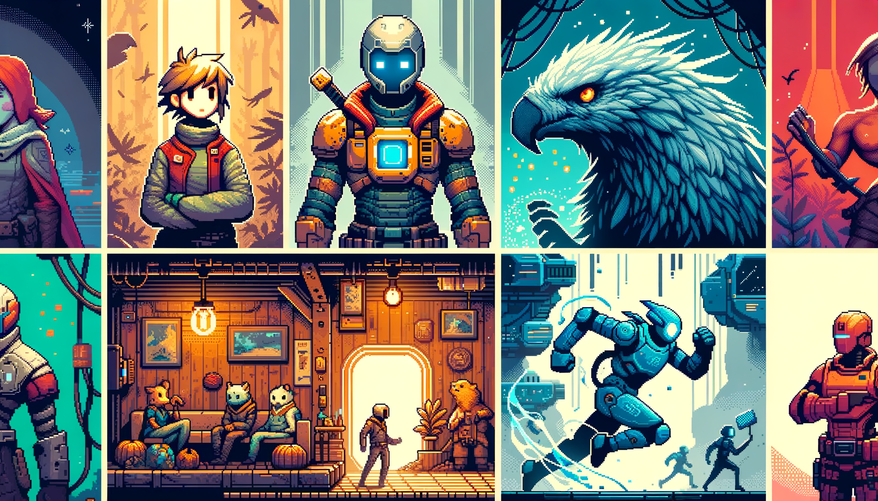 001 editorial style collage of five indie ga