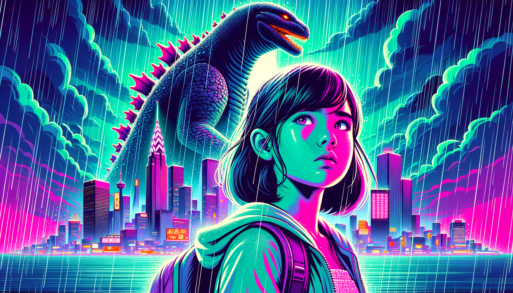 001 vivid movie poster style illustration of