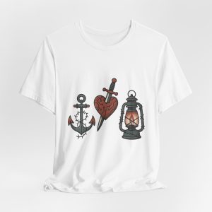 tattoo flash: night watch emblems — anchor, dagger & vintage lantern tattoo shirt