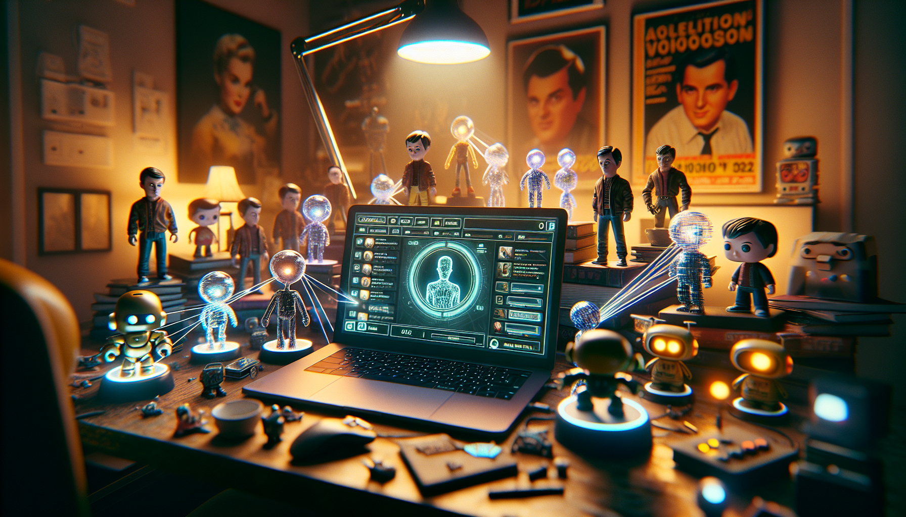 001 retro collectible figurines on a clutter