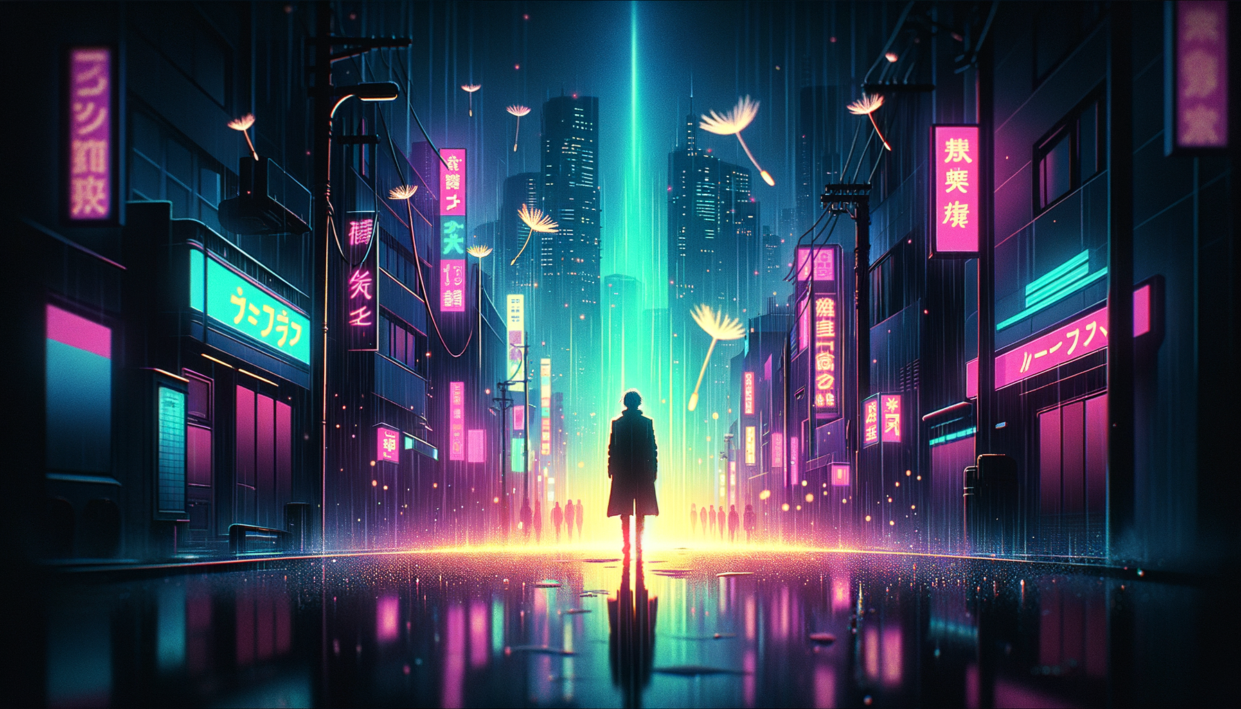 001 stylized anime poster lone silhouette st